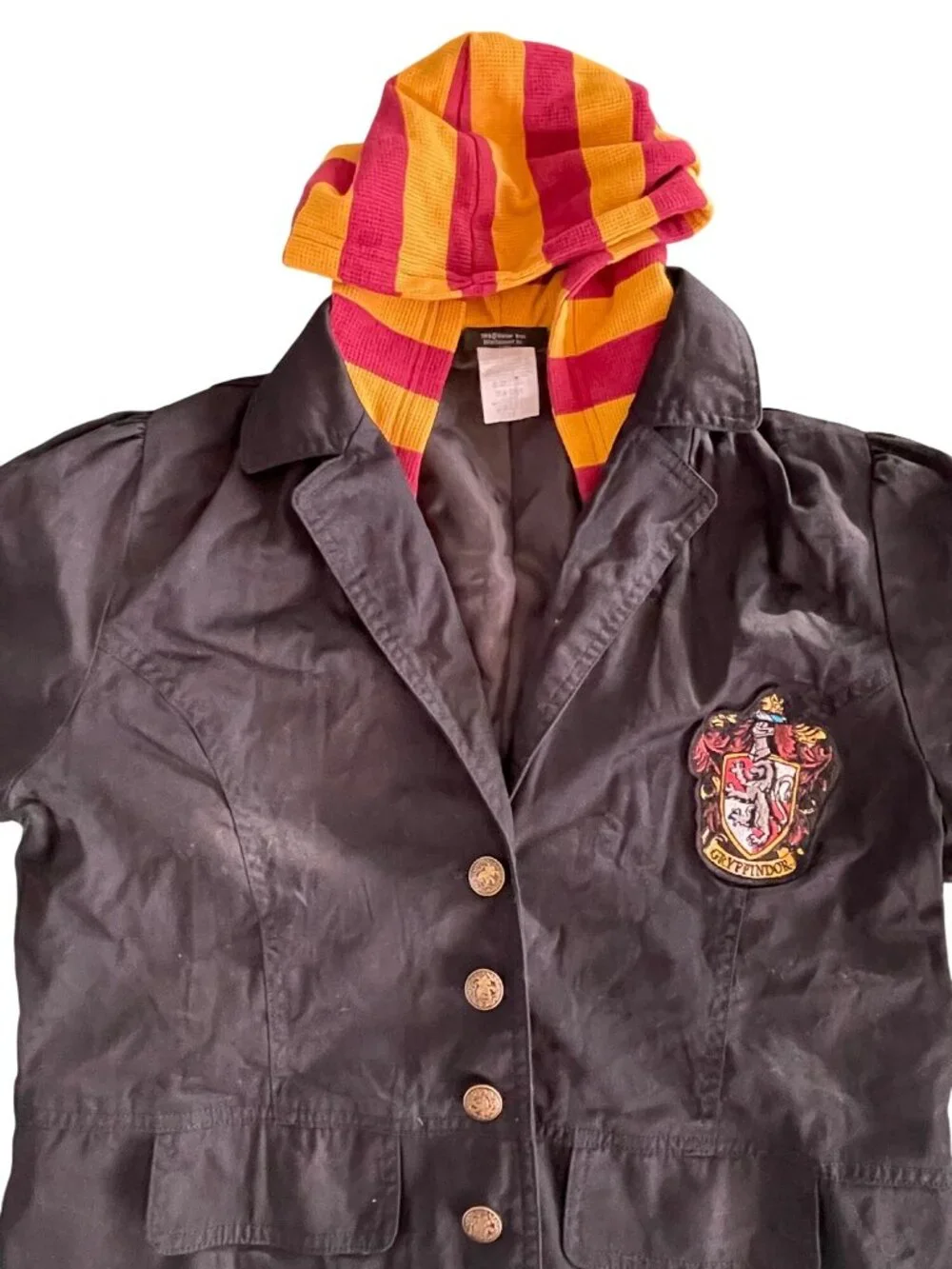 Harry Potter Gryffindor Womens Black Blazer With Striped Hood & Embroidered Cres - Picture 3 of 12